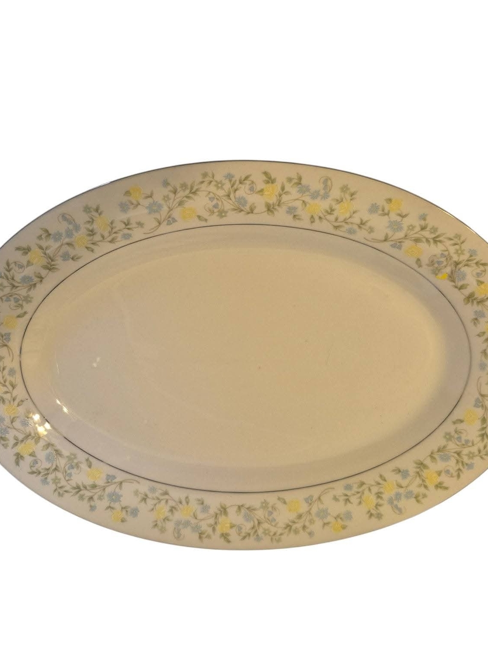 Vintage Crown MING Floral Ivory Serving Platter - Yellow & Green Blue